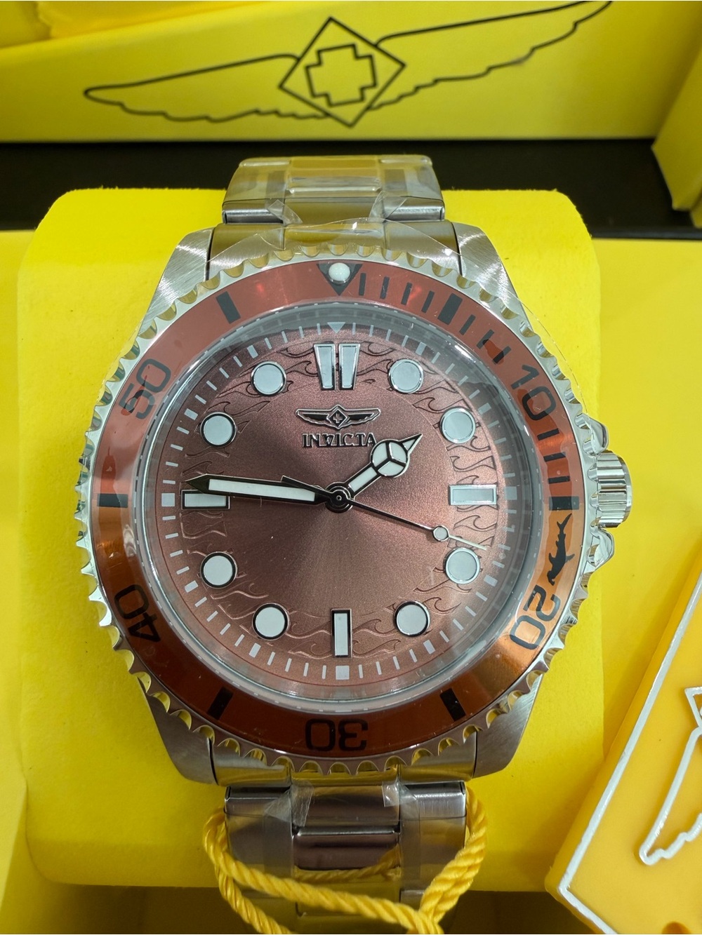 Invicta Men's Stainless Steel Watch Model 50816 with Rose Copper Dial and face